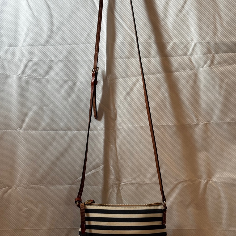 Dooney & Bourke Navy and Cream Striped Crossbody Bag - Picture 3 of 15